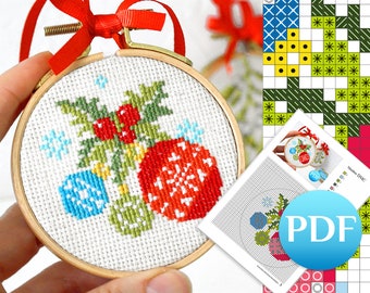 Winter cross stitch pattern Garland cross stitch pattern PDF New year cross stitch pattern beginner Easy cross stitch ornament