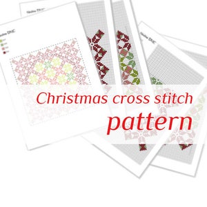 Geometric cross stitch pattern Christmas cross stitch pdf for pillow Hand embroidery pdf Cross stitch flower Modern cross stitch ornament image 3