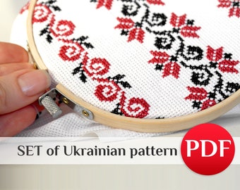 Ukrainian cross stitch pattern Vyshyvanka cross stitch PDF Easy crossstitch border pattern for clothes Ukraine cross stitch PDF for beginner