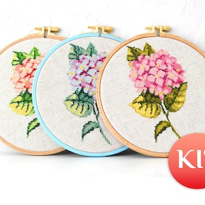 Flower cross stitch KIT Diy Hydrangea Floral cross stitch KIT botanical embroidery kit cross stitch floral