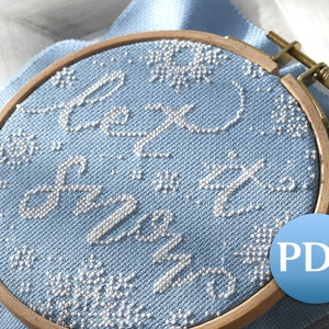 Easy winter cross stitch pattern PDF Let it snow cross stitch pattern pdf Easy cross stitch pattern snowflakes image 3