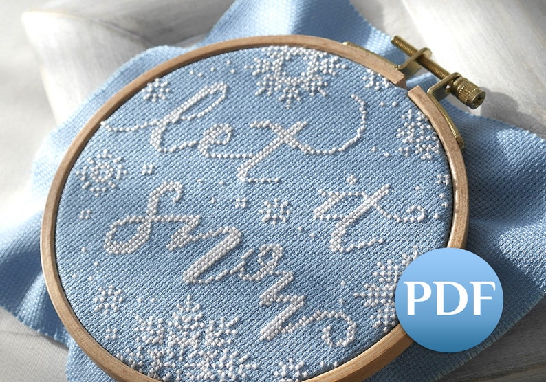 Easy winter cross stitch pattern PDF Let it snow cross stitch pattern pdf Easy cross stitch pattern snowflakes image 3