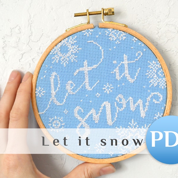 Easy winter cross stitch pattern PDF Let it snow cross stitch pattern pdf Easy cross stitch pattern snowflakes