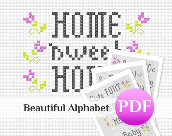 Mini Font Cross Stitch pattern PDF: Easy Alphabet 9-Stitch ABC crossstitch Simple