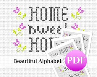 Mini font cross stitch alphabet 9 crosses high Mini abc cross stitch pattern PDF alphabet pattern