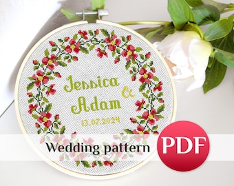 Wedding cross stitch pattern Alphabet cross stitch PDF Anniversary cross stitch pattern Personalized cross stitch bundle