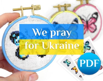StandWithUkraine cross stitch pattern PDF Peace for Ukraine digital file Butterfly cross stitch pattern pdf