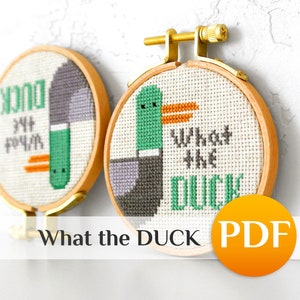 Mini cross stitch pattern PDF Funny cross stitch Snarky cross stitch What the DUCK Subversive cross stitch Cheeky Quirky Rude cross stitch