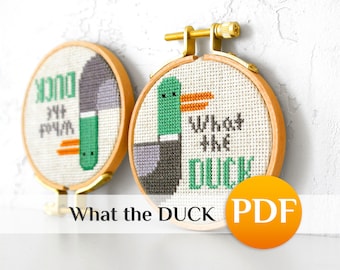 Mini cross stitch pattern PDF Funny cross stitch Snarky cross stitch What the DUCK Subversive cross stitch Cheeky Quirky Rude cross stitch