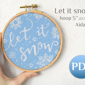 Easy winter cross stitch pattern PDF Let it snow cross stitch pattern pdf Easy cross stitch pattern snowflakes image 4