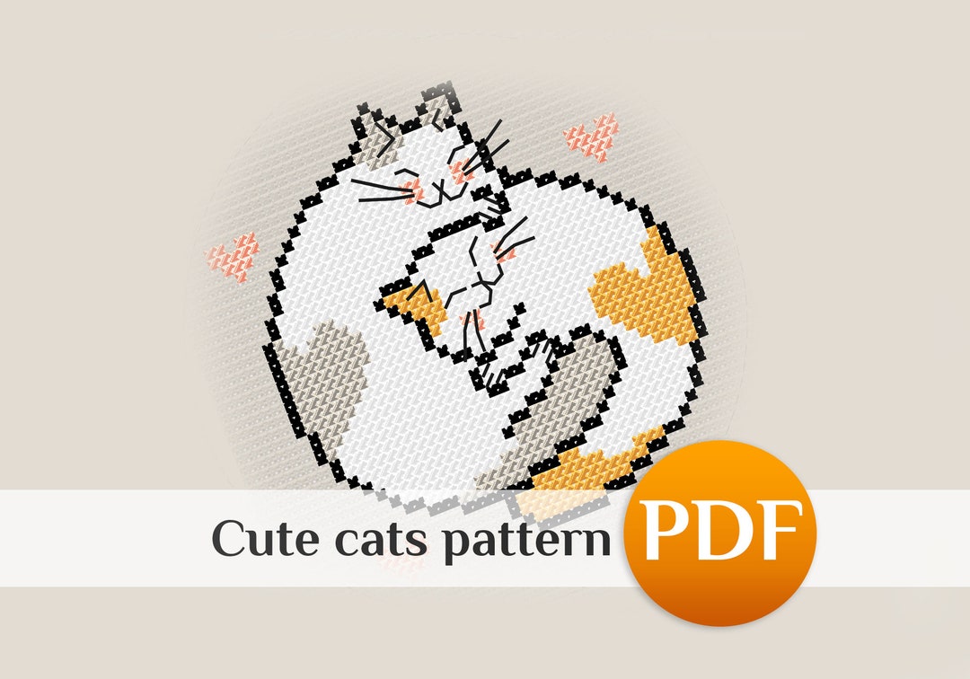 Two Cats Cross Stitch Pattern PDF Mini Cross Stitch Love Cat Animal ...