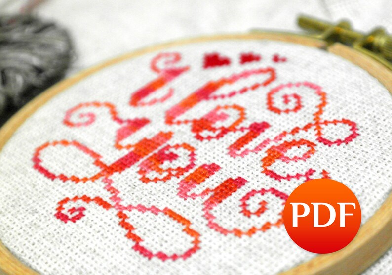 I Love You Cross Stitch Pattern Valentines Crossstitch PDF Etsy