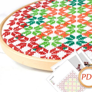 Geometric cross stitch pattern Christmas cross stitch pdf for pillow Hand embroidery pdf Cross stitch flower Modern cross stitch ornament image 6