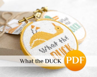 Funny cross stitch pattern Mini duck cross stitch PDF Rude cross stitch What the DUCK cross stitch Funny YELLOW duck crossstitch snarky