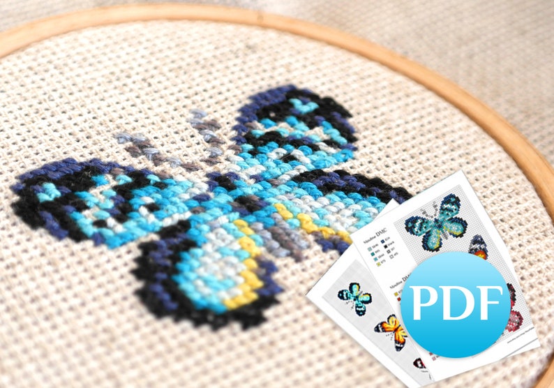 Small Butterfly Cross Stitch Pattern Pdf Simple Cross Stitch Etsy