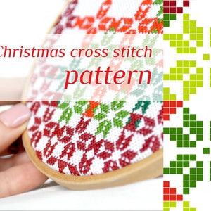 Geometric cross stitch pattern Christmas cross stitch pdf for pillow Hand embroidery pdf Cross stitch flower Modern cross stitch ornament image 1