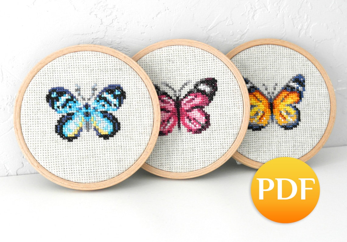 Small butterfly cross stitch pattern pdf Simple cross stitch Etsy