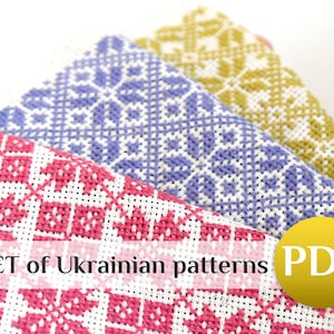 SET 3 Easy geometric cross stitch patterns for beginners Cross stitch for pillow Hand embroidery Set cross stitch retro PDF