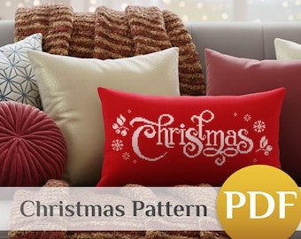 Christmas cross stitch pattern PDF Merry Christmas Xstitch Easy Sampler Winter