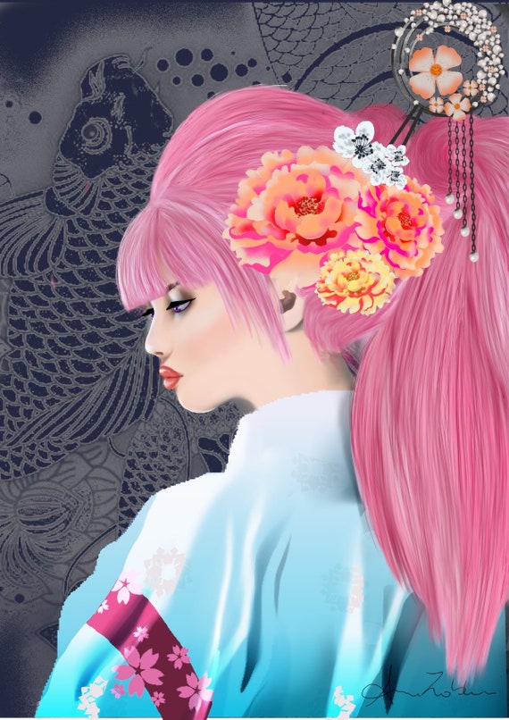 Forex Painting With GEISHA Digital Art Christmas Gift Etsy