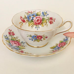 Grosvenor Bone China Taza de té y platillo, Grosvenor A692, Inglaterra Hueso China, Grosvenor Jackson Gosling ltd