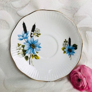 Rosina Bone China Saucer, Blue flowers Saucer, Rosina Blue ,England Bone China, Blue and white flowers, Replacement Saucer, Orphan saucer