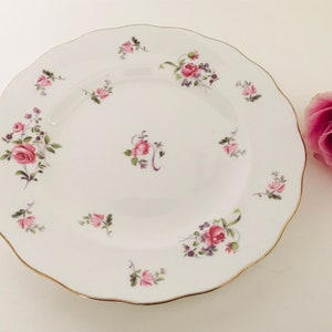 Melba Bone China Salad plate, England, Melba pink rose salad plate, pink plate, pastel plate, pink flowers, baby shower