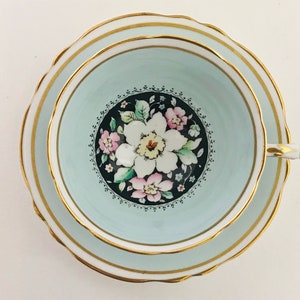 Paragon Blue Floral Tea Cup and Saucer, Paragon Blue Teacup, Paragon ...