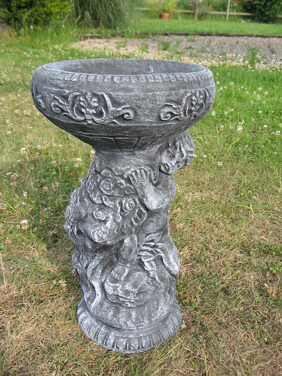 Bird Bath Feeder One Piece Rose Cherub Uk Handcast And Etsy