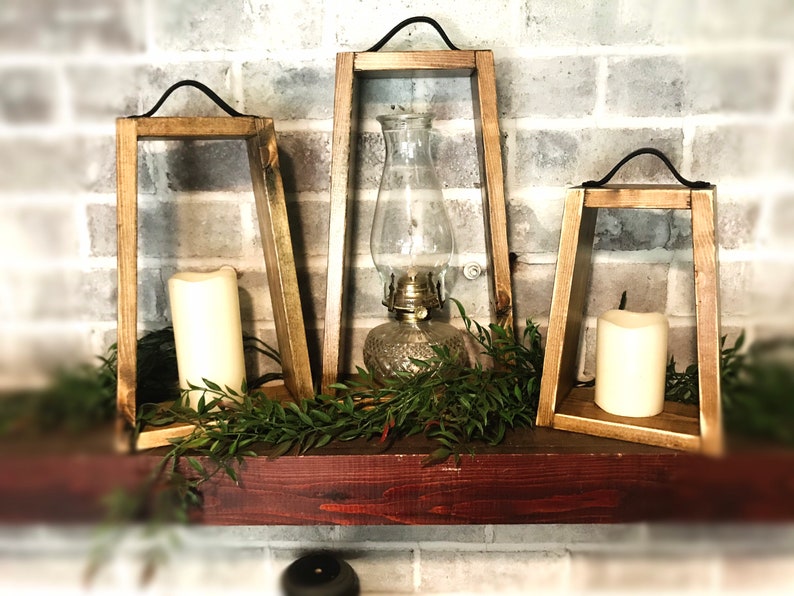 Set of 3 Wooden Lanterns Etsy