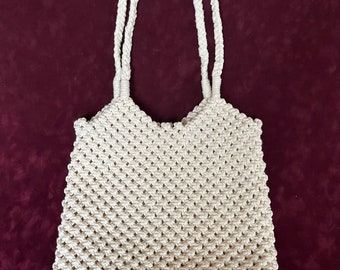 White Bag, Handmade Bag, Macrame Bag, For Mom, Gift For Her, Macrame Bag, Off White Bag, Wedding Gift, White Handbag Zipper Bag