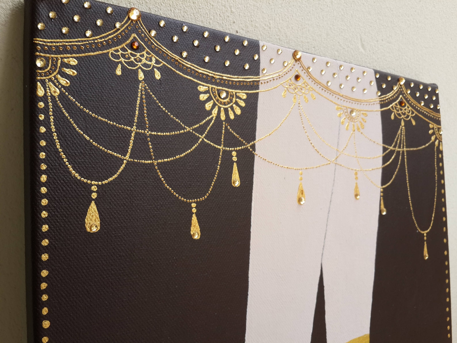 ballet dance original acrylic gold plate mix media painting by jaao