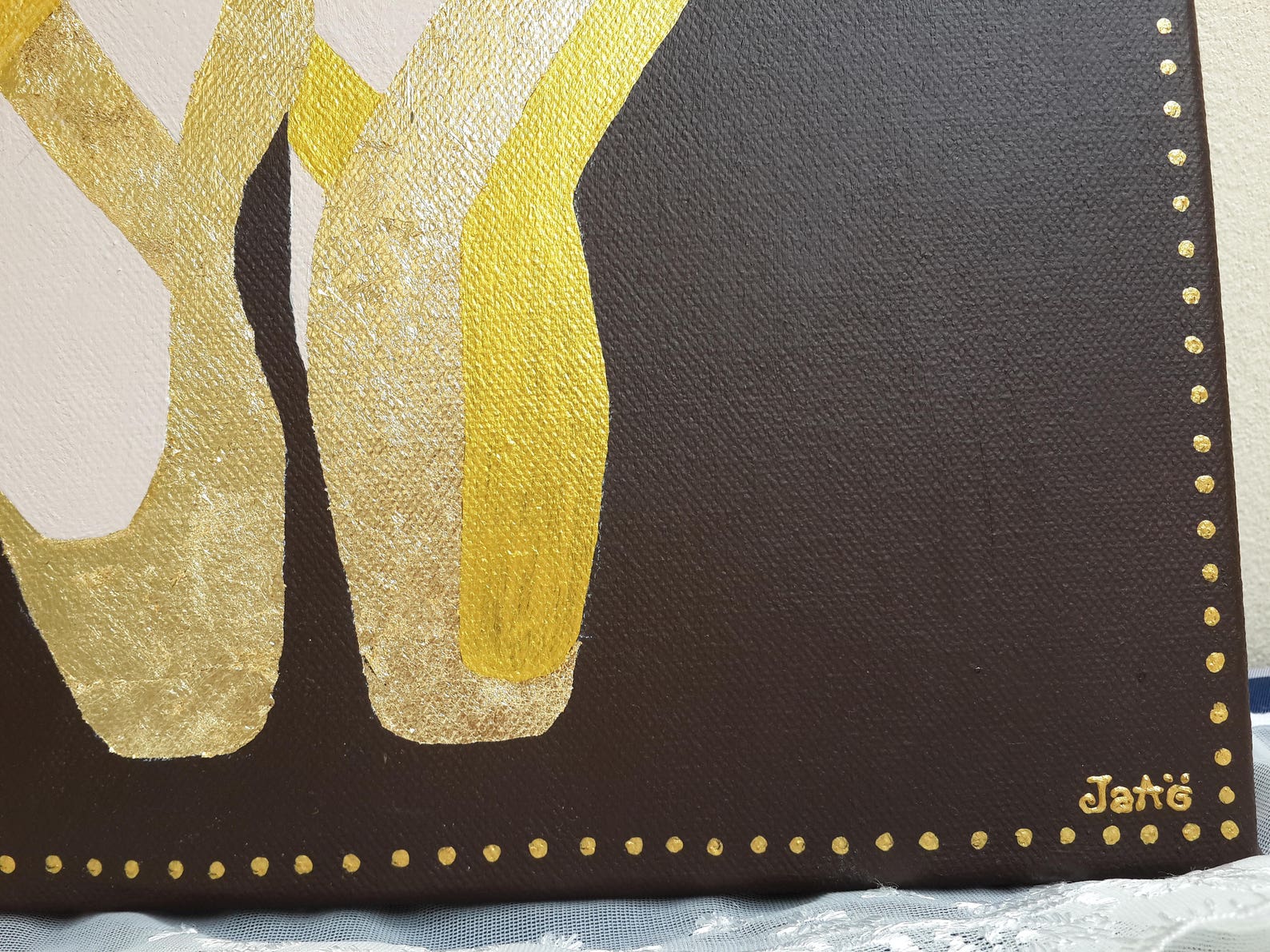 ballet dance original acrylic gold plate mix media painting by jaao