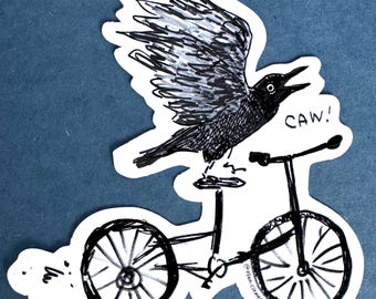 Crow on a Bike Sticker