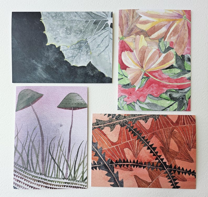 Set of 4 Greeting Cards - Garden Theme, Blank Inside - Etsy Australia