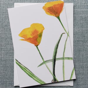 Grußkarte von original Aquarellmalerei - Kalifornischer Mohn