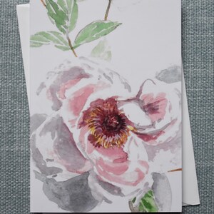 Printed Greeting Card from original watercolour painting - Peony