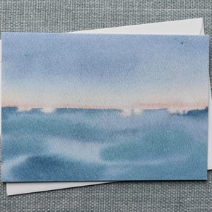 Printed Greeting Card from original watercolour painting - morning ocean