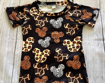 Mouse animal print matching boys sibling shirt perfect for vacation trip