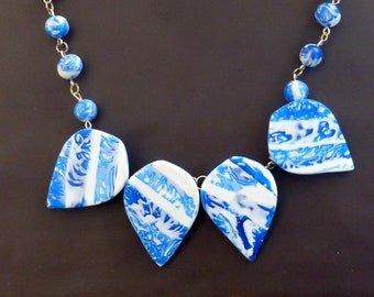 Necklace In the open sea/Polymer Clay Sea/Polymer Clay Necklace/Polymer Clay Jewelry/Polymer clay jewelry/Blue jewelry/blue necklace/polymer clay