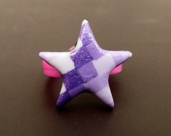 Purple Glitter Pixel Ring for Little Girl/Pixel ring for little girl/polymer clay/Polymer clay