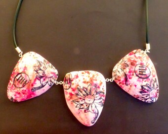 Purple Speckled Pendant/Purple Necklace/Flower Necklace/Flower Stamp/Flower Buffer/Purple Stamp Jewelry/Polymer Clay