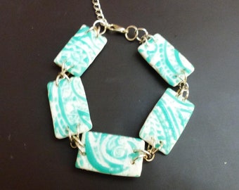 Green Rectangular Bracelet/green bracelet/green jewelry/volute bracelet/volute bracelet/green jewelry/green bracelet/polymer clay/polymer clay