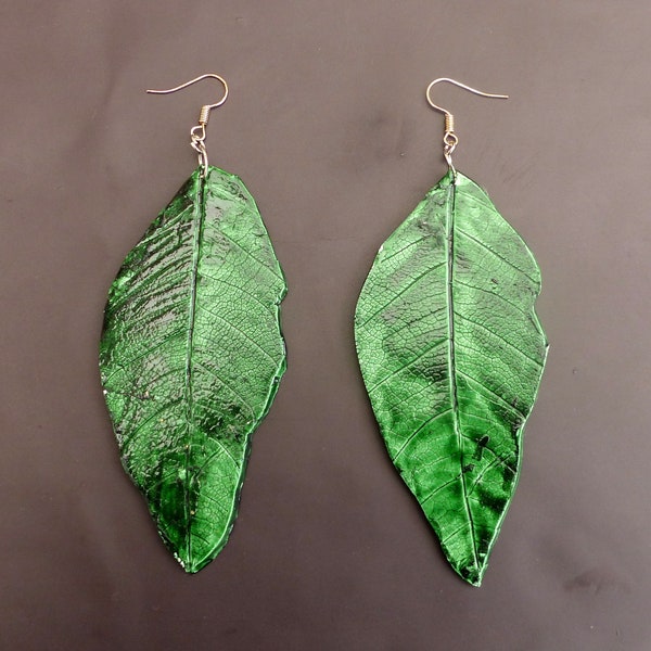 Grandes Boucles d'oreille Feuille/Big Leaf earring/Boucles d'oreille Feuille/Polymer Clay/Pâte polymère/Polymer Clay/Personalized Gift/Bijou