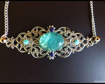Watermark pendant/watermark jewelry/watermark necklace/resin filigree pendant/watermark green/watermark aqua/resin