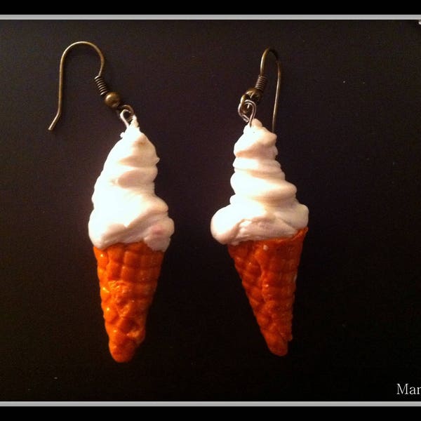 Boucles d'oreille Glace à l'Italienne/Earring Ice cream/Jewel Chantilly Ice cream/jewel ice cream/pâte polymère/polymer clay