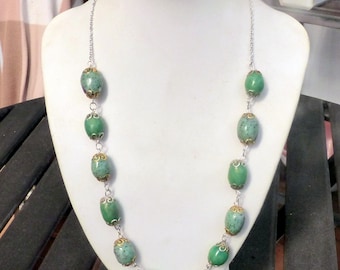 Imitation Agate and Jade Pearl Necklace/Agate and Jade Necklace/Polymer clay necklace/Polymer clay/jewelry/jewel/bijou