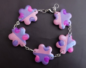 Flower Bracelet/Flower Bracelet/Women's Bracelet/Colorful Bracelet/Color Bracelet/Polymer Clay/Jewelry/Jewelry/Jewelry