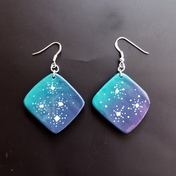 Boucles d'oreille Galaxie/earring galaxy/earring galaxy/jewelry galaxy/boucles d’oreille étoile/polymerclay/pâtepolymère