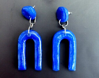 Boucles d'Oreille Arche Bleu Marine/Blue Navy Earring/Boucles d'oreille pâte polymère/polymer clay Jewelry/bijou pâte polymère